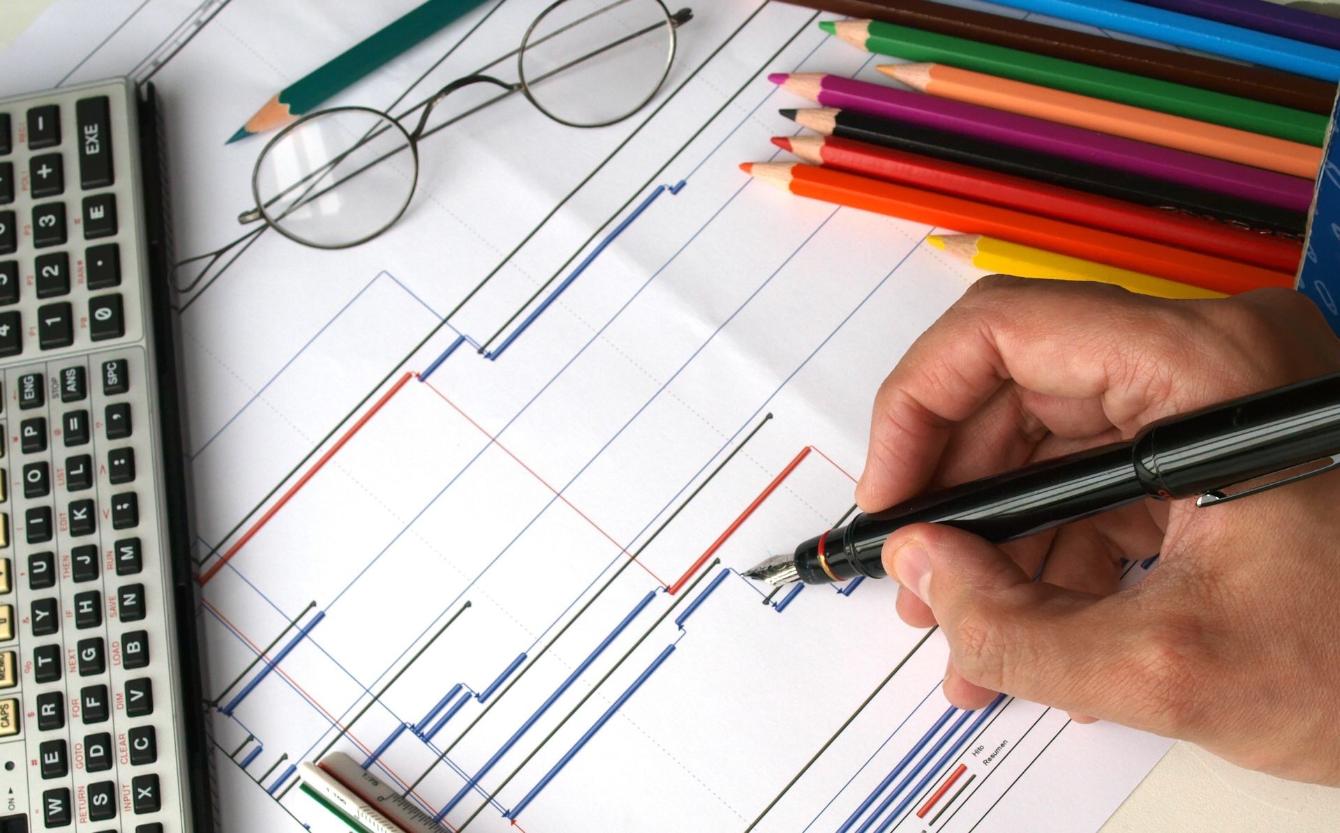 engineer working on a project timeline diagram